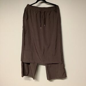 WOMEN'S KNIT CROPPED CITY CHIC SKIRT PANT COMBO Brown Large